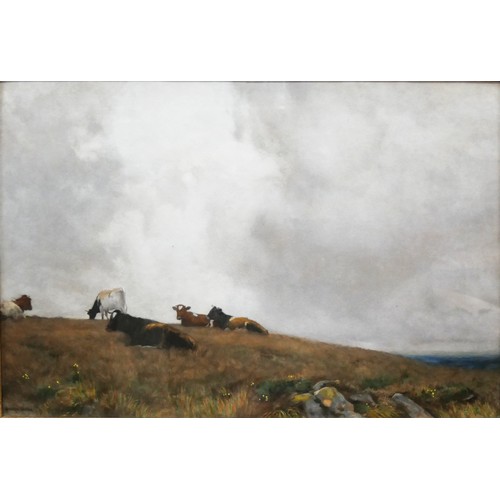 306 - Adrian Scott Stokes (1854-1935), rural landscape with cows resting in a field, watercolour, framed
