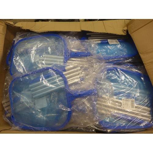 5198 - Two large boxes of fishing/pool nets with extension poles