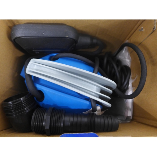 5302 - A boxed Clarke pump PSP195 600w submersible clean water puddle pump and a boxed Clarke pump dirty wa... 