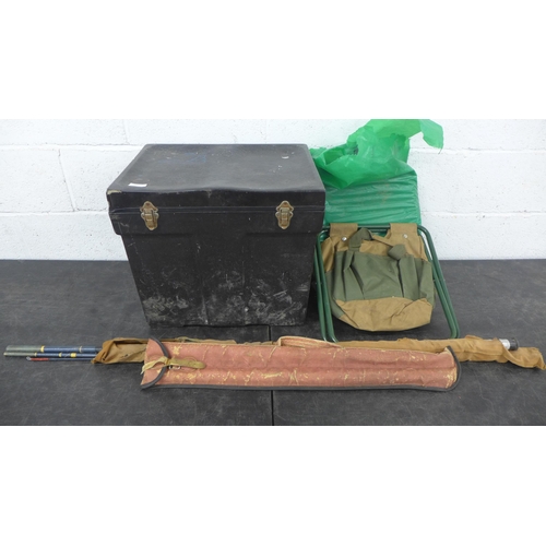 5325 - A quantity of assorted fishing items including rod, tackle bag, a reel, etc.