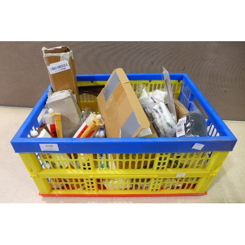 6148 - A box of miscellanous items to include sealant, door handles, grout pens, food thermometer, etc.  * ... 