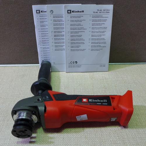 6161 - Einhell Power X-Change 115mm Cordless Angle Grinder (Battery Not Included) original RRP £39.98 + VAT... 