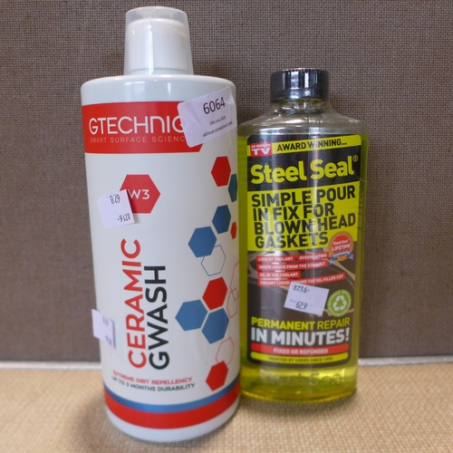 6064 - Gtechniq 1L ceramic Gwash Car Shampoo and Steel Seal SSAMZ head gasket repair solution, original RRP... 