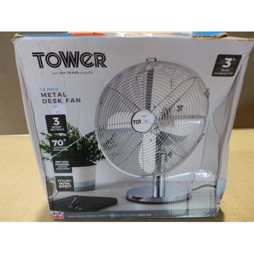 6126 - Tower T605000 Metal Desk Fan with 3 Speeds, Automatic Oscillation, 12â€, 35W, Chrome, original RRP ... 