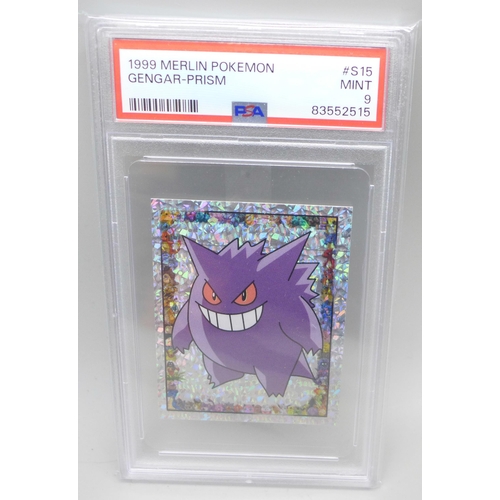 A PSA 9, 1999 Merlin Pokmon Gengar Prism sticker
