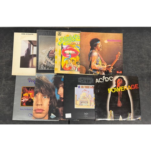 8 rock LP records including Led Zeplin, AC/DC, Rolling Stones, Deep ...