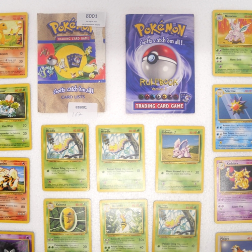 8001 - Thirty Nine base set Pokémon cards including Pikachu (581102), Charmander (146/102), Charmeleon (24/... 