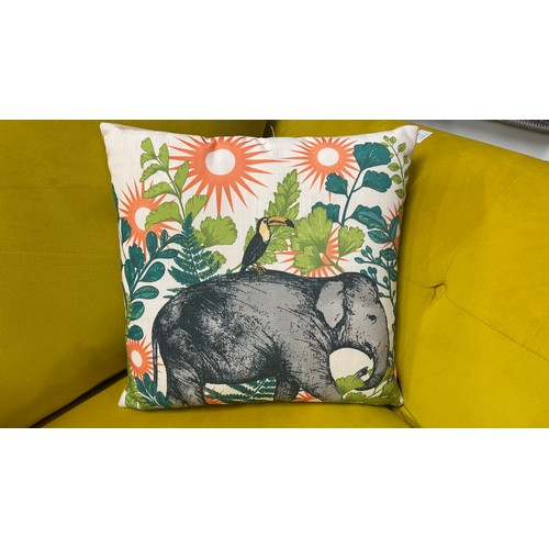 3017 - A lemon velvet upholstered 2 seater sofa
