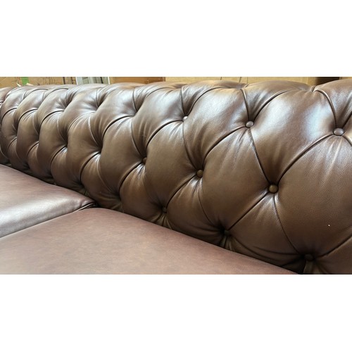 3047 - An Allington brown leather 3 seater Chesterfield sofa (4236-38), *This lot is subject to VAT