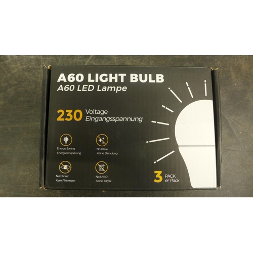 5058 - 6 x packs of 3 A60 LED bulbs, bayonet cap fitting, unused