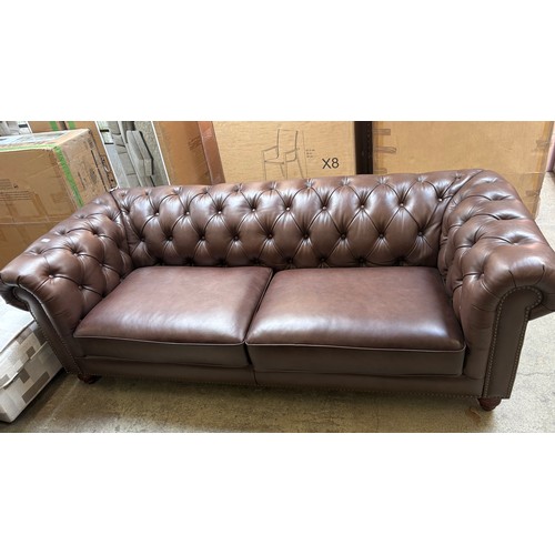 An Allington brown leather 3 seater Chesterfield sofa (4236-38), *This ...