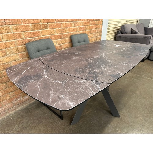 3115 - A Naples twist top printed glass extending dining table and four Hampton pewter upholstered dining c... 