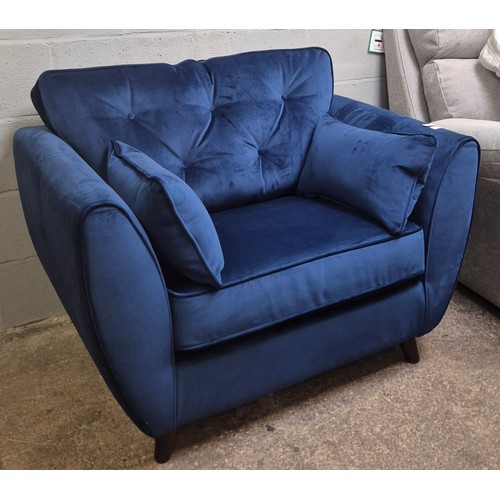 3120 - A Hoxton blue velvet upholstered oversized armchair