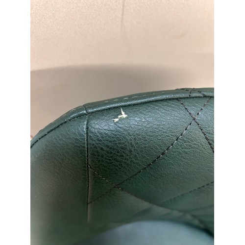 3132 - A racing green leather upholsted and black metal bar stool