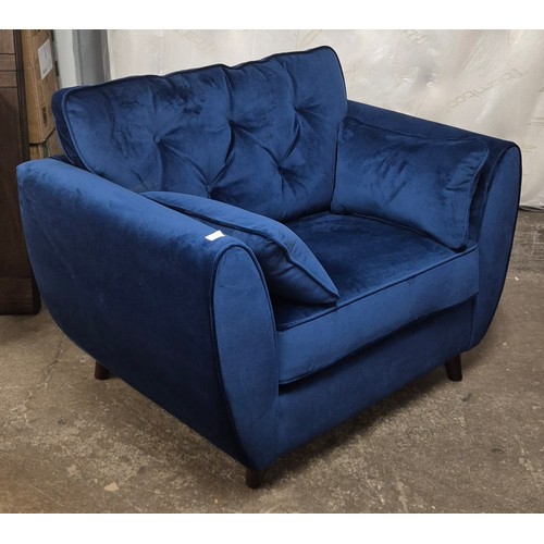 3137 - A Hoxton blue velvet upholstered oversized armchair