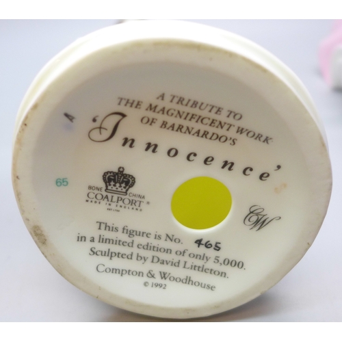 2001 - Four Coalport figures, Sentiments Good Luck, Many Happy Returns, Ladies of Fashion Rosemary and limi... 