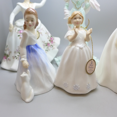 2006 - Six figures; five Royal Doulton, Diana, Shirley, Catherine, Andrea and one other, together with a Co... 