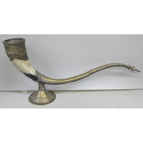 2014 - A Moroccan candle holder in the form of a pipe, 43cm