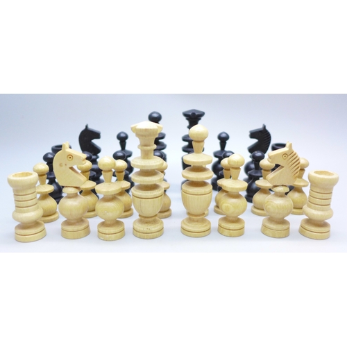 2016 - A carved wood chess set, King 62mm