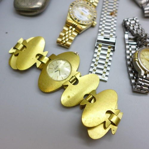 2021 - A collection of costume jewellery and wristwatches, etc., (agate necklace a/f)