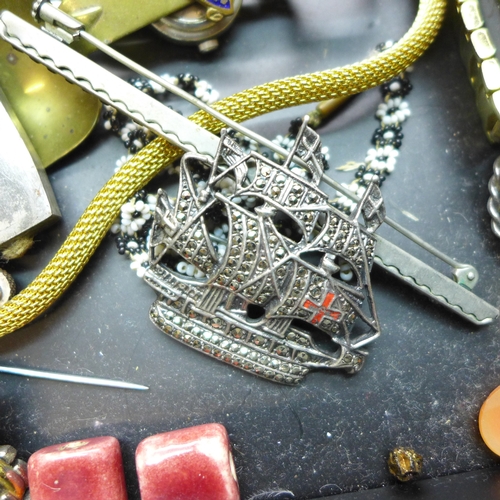 2021 - A collection of costume jewellery and wristwatches, etc., (agate necklace a/f)