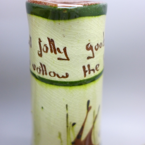 2038 - Four Devon Violets pottery scent bottles, one marked Cornish Violets, one marked Blackpool Breezes a... 