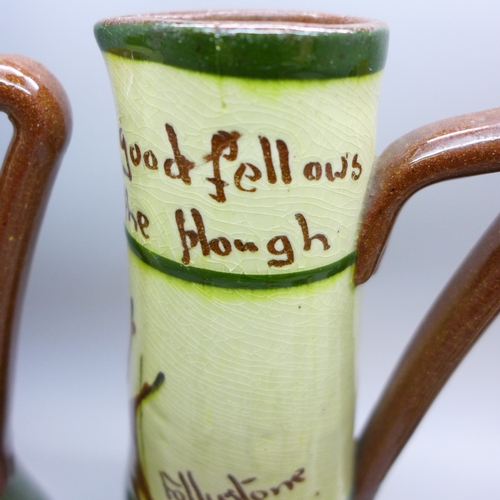 2038 - Four Devon Violets pottery scent bottles, one marked Cornish Violets, one marked Blackpool Breezes a... 