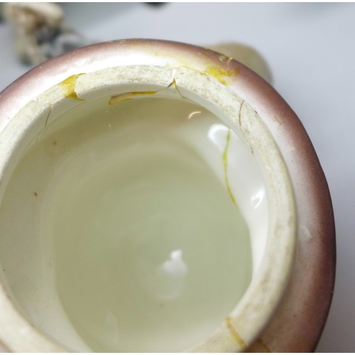 2046 - A Beswick cat figure, a pair of Wade small fish dishes, Wade dog, other Whimsies and West Germany Go... 