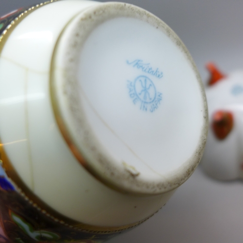 2047 - Five pieces of Noritake Japanese porcelain, vase a/f