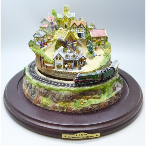 2048 - A Bradford Exchange novelty railway diorama, The Romance of Steam, Flying Scotsman with glass dome *... 