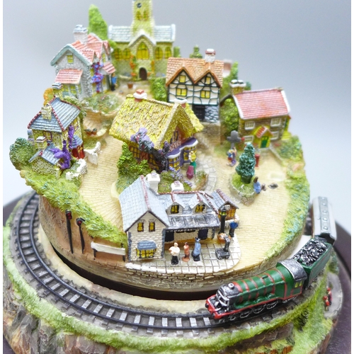 2048 - A Bradford Exchange novelty railway diorama, The Romance of Steam, Flying Scotsman with glass dome *... 