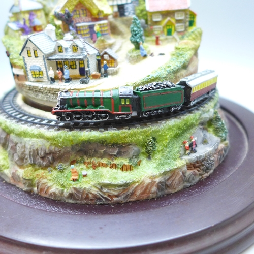 2048 - A Bradford Exchange novelty railway diorama, The Romance of Steam, Flying Scotsman with glass dome *... 