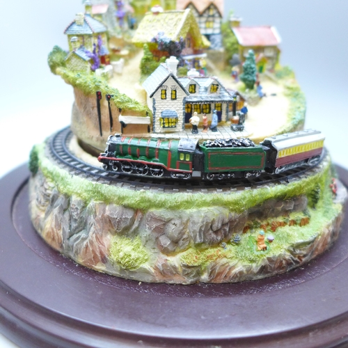2048 - A Bradford Exchange novelty railway diorama, The Romance of Steam, Flying Scotsman with glass dome *... 