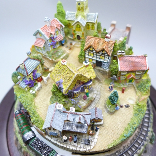 2048 - A Bradford Exchange novelty railway diorama, The Romance of Steam, Flying Scotsman with glass dome *... 