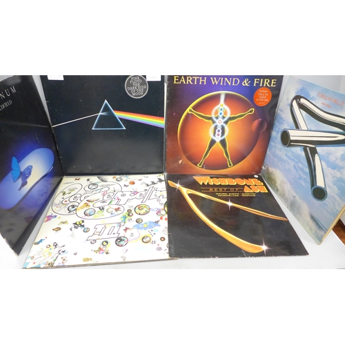 2054 - A collection of LP records, Pink Floyd, Mike Oldfield, Led Zeppelin III, Earth, Wind & Fire, ELO, et... 