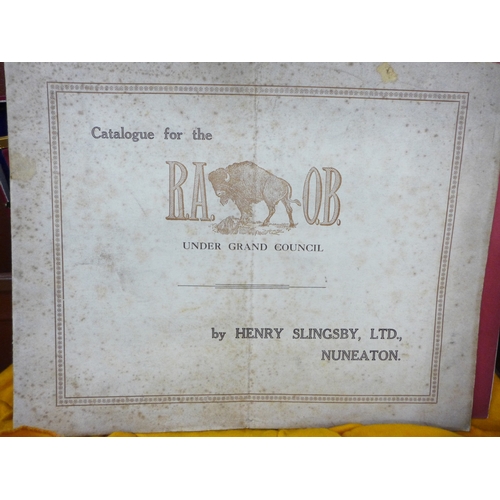 2058 - A collection of Royal Antediluvian Order of Buffaloes (RAOB) items to include sash, medals, arm cuff... 