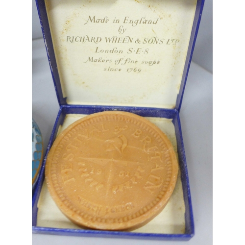 2066 - A cloisonné lidded pot, novelty pencil sharpeners, a mother of Pearl crucifix marked Bethlehem, a Ru... 