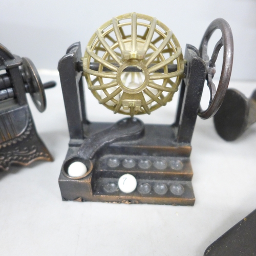 2066 - A cloisonné lidded pot, novelty pencil sharpeners, a mother of Pearl crucifix marked Bethlehem, a Ru... 