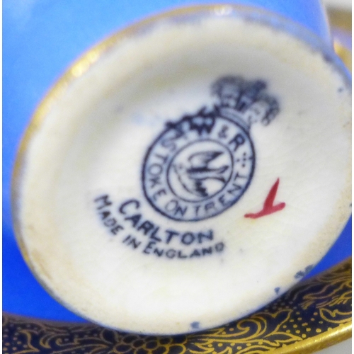 2070 - A collection of six Art Deco circa. 1920s Carlton Ware coffee cups and saucers, various designs incl... 