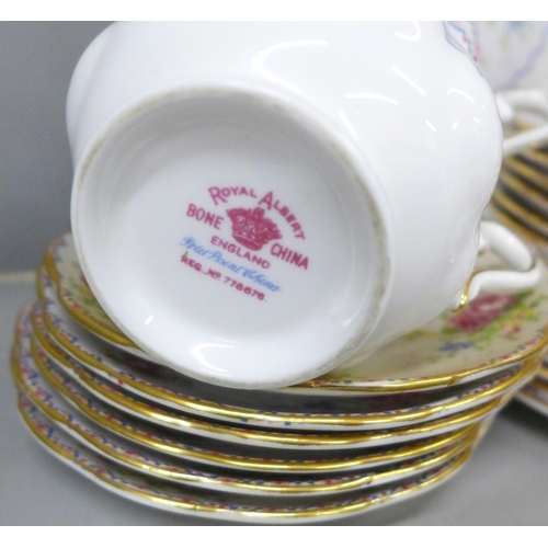 2074 - A Royal Albert Petit Point Chintz coffee service, six setting with coffee pot, cream and sugar, also... 