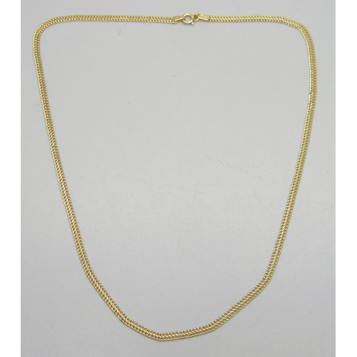 7184 - A 9ct gold double curb chain necklace, 18 inch, 2.6g