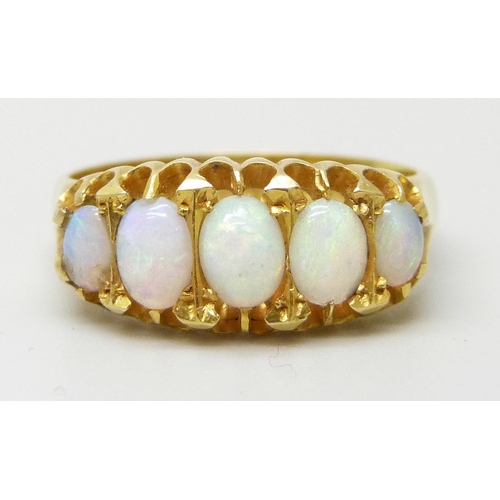 7204 - An early 20th Century opal ring, Birmingham, 1911, 3.9g, O, with a box