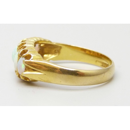 7204 - An early 20th Century opal ring, Birmingham, 1911, 3.9g, O, with a box