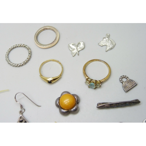 7221 - A collection of assorted earrings and charms, etc. some marked as silver