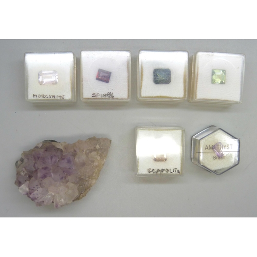 7227 - A collection of gemstones including a geode