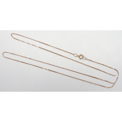 7243 - A 9ct rose gold chain, a/f, 0.6g