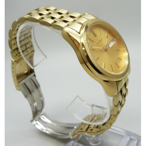 7289 - A Seiko gold plated wristwatch with day/date aperture, 40mm including crown