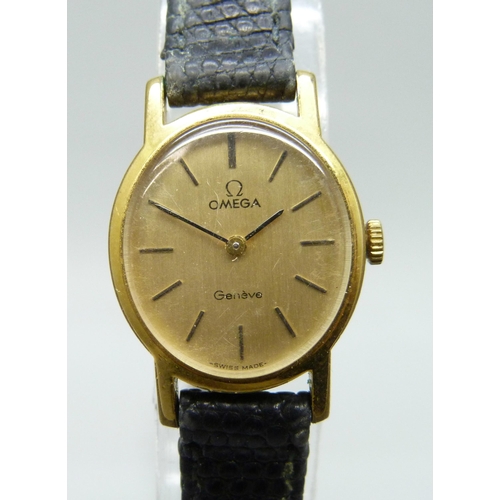 7291 - A lady's Omega Genève gold plated wristwatch, 22mm including crown