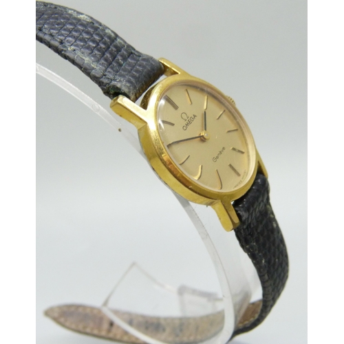 7291 - A lady's Omega Genève gold plated wristwatch, 22mm including crown