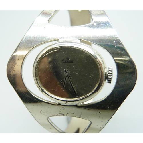7293 - A German .925 silver Exquisit bangle watch, 43mm